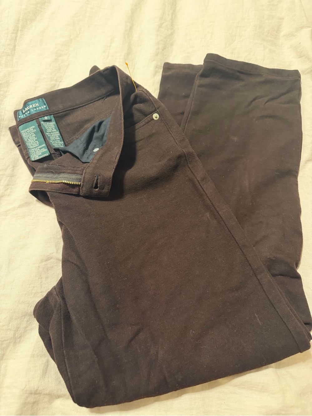 Ladies Ralph Lauren super soft, stretchy trousers, dark brown, size 8